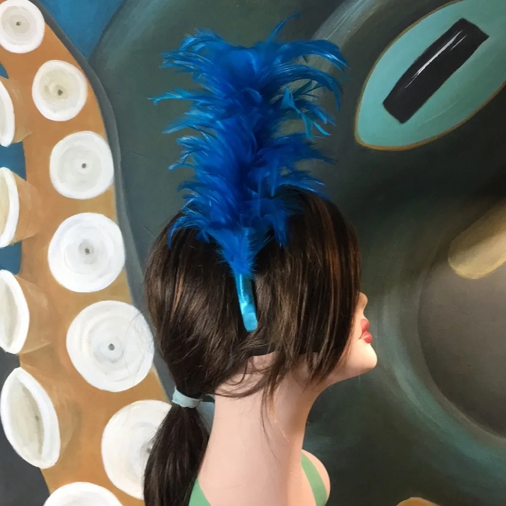 NWT Blue Feather Fascinator Headband - Picture 3 of 9